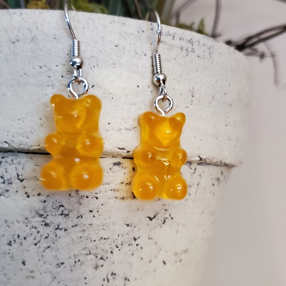Orange Gummy Bear Earrings - Picture 6 of 7